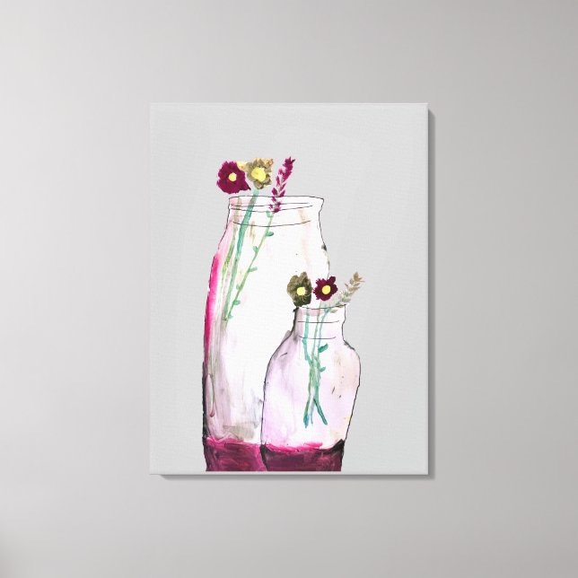 Wildblumen in der Vase Leinwanddruck (Vorderseite)