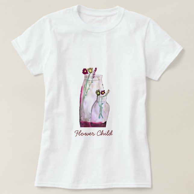 Wildblumen in der Vase T-Shirt (Design vorne)