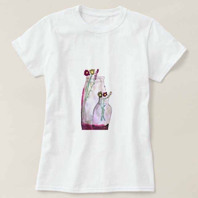 Wildblumen in der Vase T-Shirt (Design vorne)