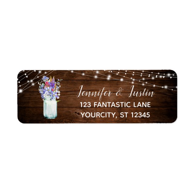 Wildblumen in Mason Jar Lights & Brown Wood (Vorne)