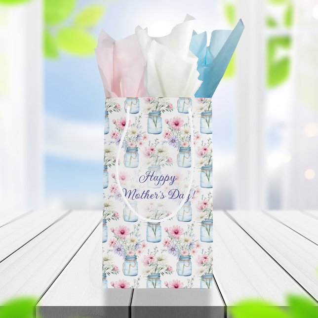 Wildblumen in Mason Jars Happy Mother Day Kleine Geschenktüte (Von Creator hochgeladen)
