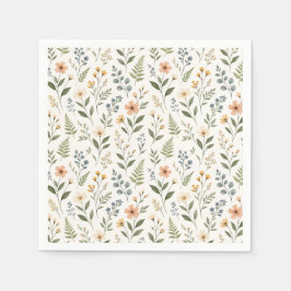 Wildblumen in neutralen Farben Serviette