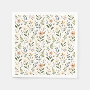 Wildblumen in neutralen Farben Serviette