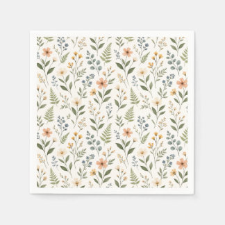 Wildblumen in neutralen Farben Serviette