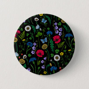 Wildblumen in schwarz button