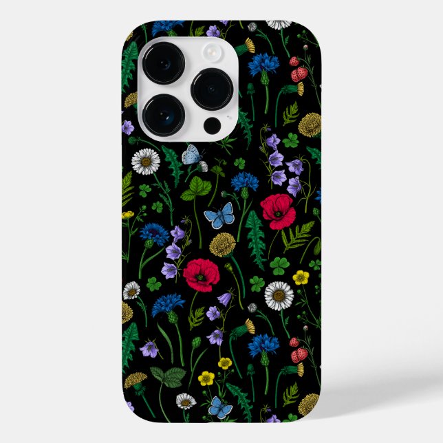 Wildblumen in schwarz Case-Mate iPhone 14 pro hülle (Rückseite)