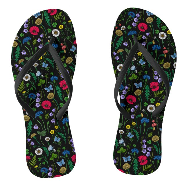 Wildblumen in schwarz flip flops (Fußbett)