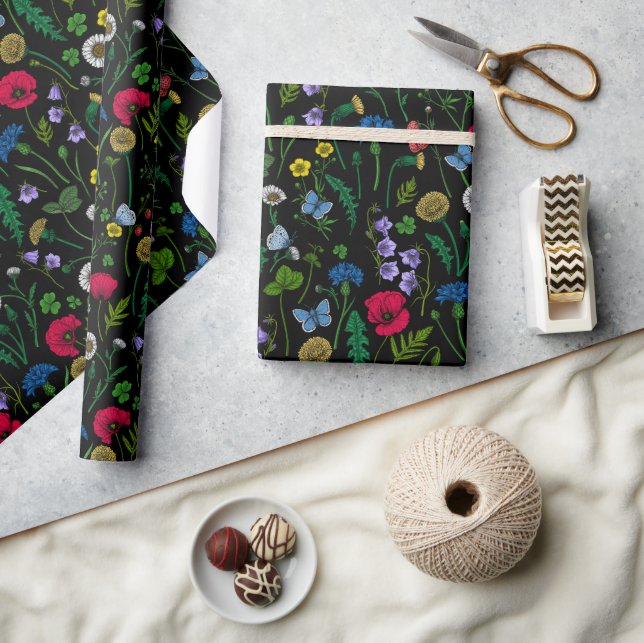 Wildblumen in schwarz geschenkpapier (Basteln)
