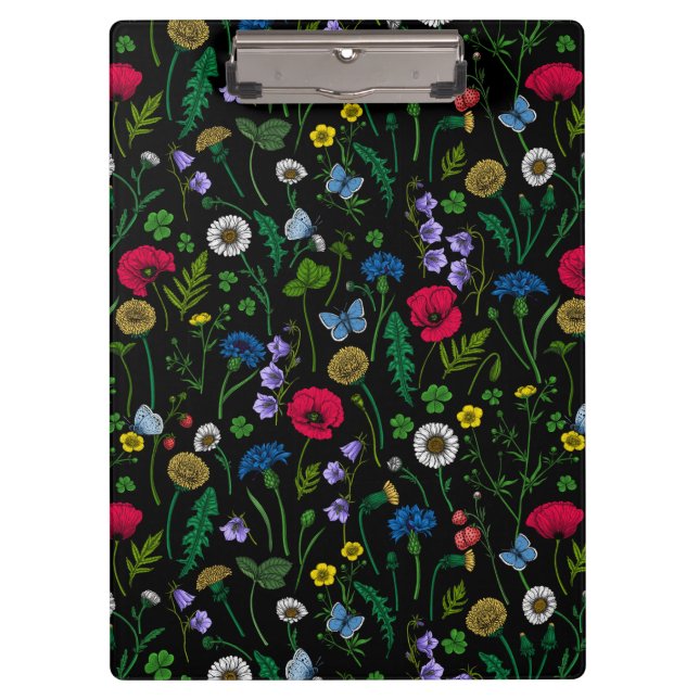 Wildblumen in schwarz klemmbrett (Vorderseite)