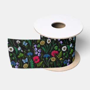 Wildblumen in schwarz satinband