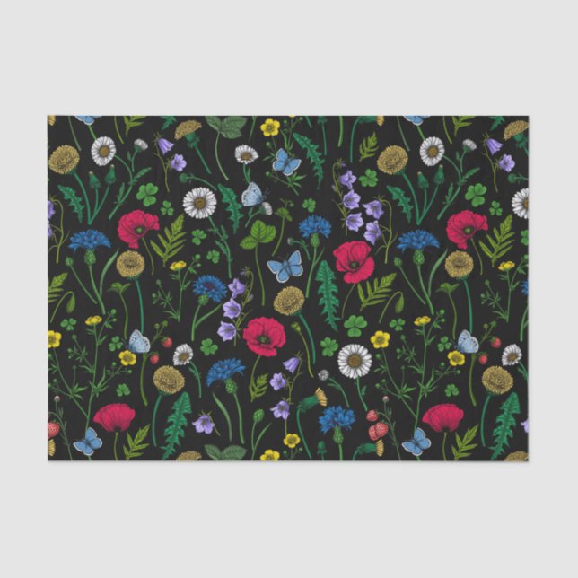 Wildblumen in schwarz seidenpapier (Vorderseite)