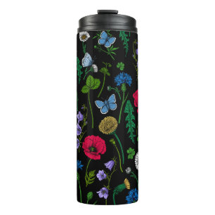 Wildblumen in schwarz thermosbecher