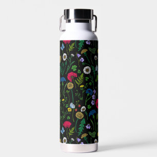 Wildblumen in schwarz trinkflasche