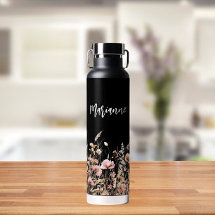 Wildblumen-individuelle Name-Skript Trinkflasche