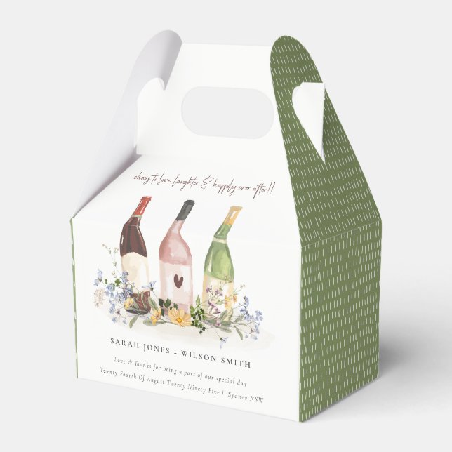 Wildblumen jubeln Liebe Weinflaschen Hochzeit Geschenkschachtel (Vorderseite)