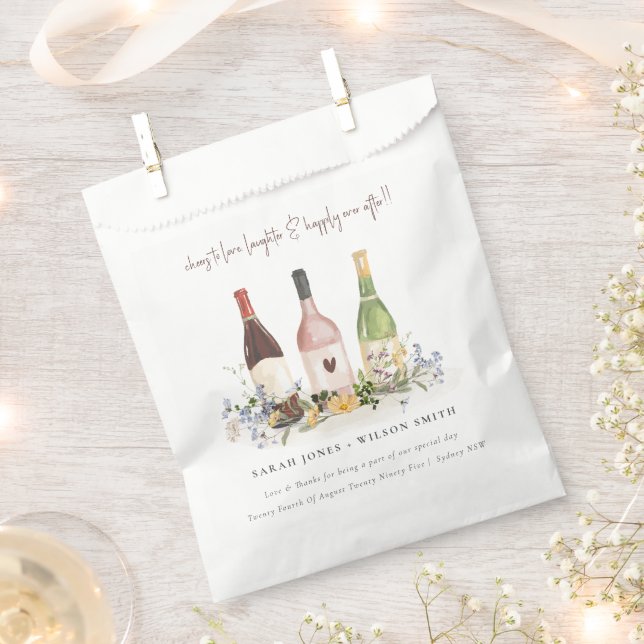 Wildblumen jubeln Liebe Weinflaschen Hochzeit Geschenktütchen (Ausgeschnitten)