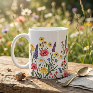 Wildblumen-Kaffeetasse: Vintage-Botanik-Blumen Kaffeetasse