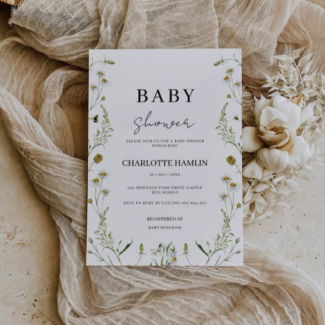 Wildblumen Kinderdusche Einladung (Wildflowers Baby Shower Invitation)