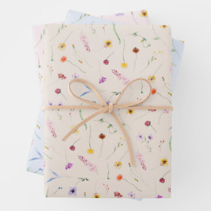 Wildblumen Kinderdusche Geschenkpapier Set