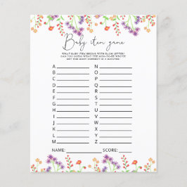 Wildblumen Kinderspiel. Baby Shower Game