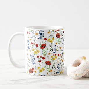 Wildblumen kopieren botanische Illustration Kaffeetasse