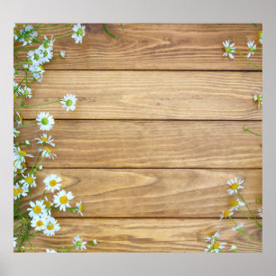 Wildblumen, Kräuter: Holzboden. Poster