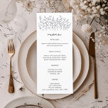 Wildblumen Kunst Elegante Elegante Moderne Kunst,  Menükarte<br><div class="desc">Nutzen Sie diese Wildblume-Menükarten für Ihre Hochzeit, Verlobung, Brautparty oder andere Veranstaltungen. Hand von mir für dich gezeichnet. Vollständig editierbar, fügen Sie Ihre eigene Text- oder Hintergrundfarbe hinzu. Klicken Sie auf "Personalisieren", um den Text zu bearbeiten und "Design bearbeiten", um Schriftart, Farben und Text zu ändern. Ändern Sie auch den...</div>