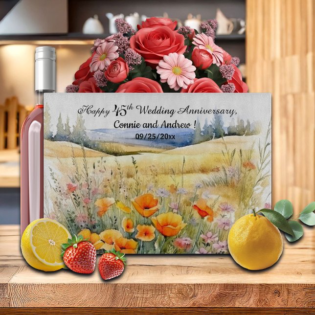 Wildblumen Landschaft 45. Hochzeitstag Schneidebrett (Von Creator hochgeladen)