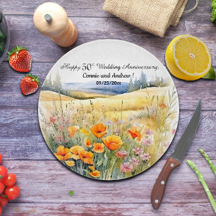 Wildblumen Landschaft 50. Hochzeitstag Schneidebrett
