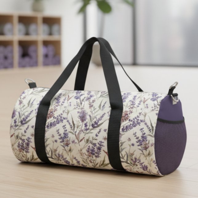 Wildblumen-Lavendel-Boho-Blumenflor Duffle Bag (Von Creator hochgeladen)