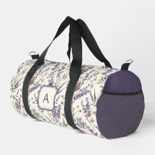 Wildblumen-Lavendel-Boho-Botanik-Blumen-Monogramm Duffle Bag