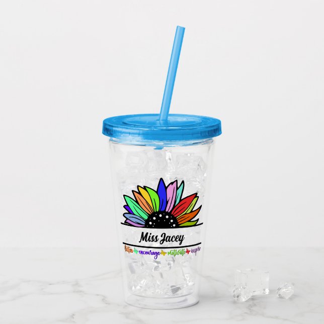 Wildblumen Lehrer Wertschätzung, Zolllehrer Acryltrinkbecher (Rückseite Ice)