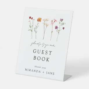 Wildblumen Lesben-Stolz Florale Hochzeitsgästebuch Sockelschild