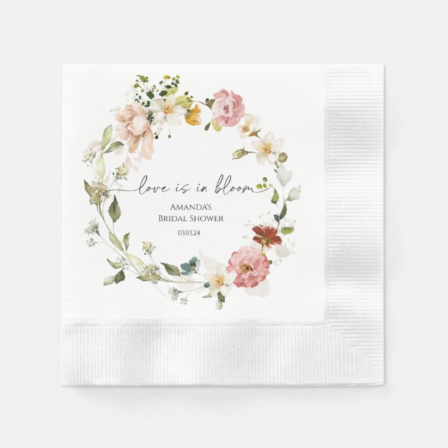 Wildblumen Liebe ist in Bloom Serviette (Vorderseite)