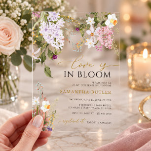 Wildblumen Liebe ist in Blüte Dusch-Einladung Acryleinladungen