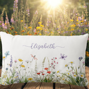 Wildblumen Lila Lilac-Skriptname Lendenkissen