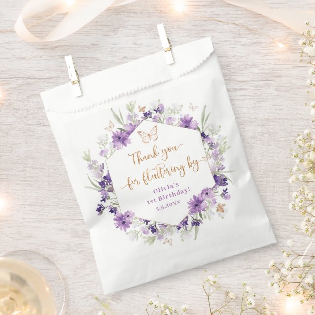 Wildblumen lila Schmetterling Danke für das Floati Geschenktütchen (Ausgeschnitten)