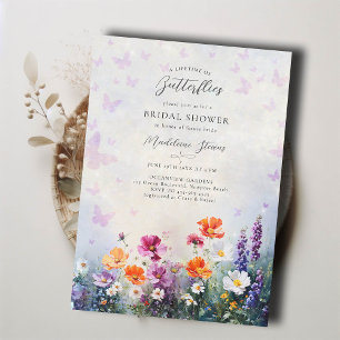 Wildblumen Lilac Garden Brautparty Einladung