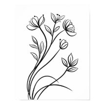 Wildblumen Linien Schwarz und Weiß Botanische