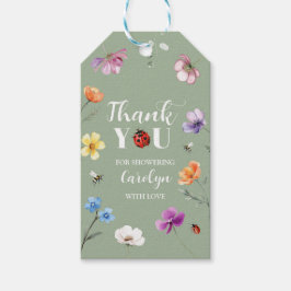Wildblumen-Lovebug-Baby-Shower-Geschenk-Anhänger Geschenkanhänger