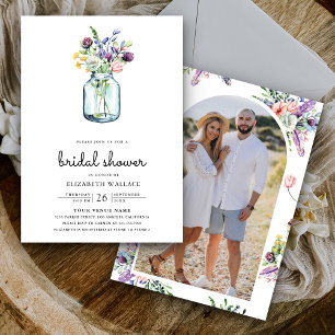 Wildblumen-Mason-Glas-Foto-Braut-Tagung Einladung