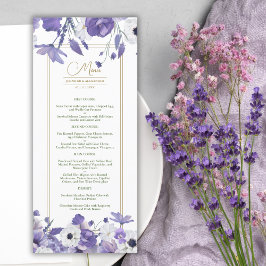 Wildblumen Mauve Lila Wedding Menu Menükarte