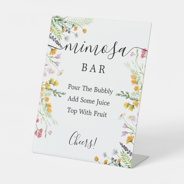 Wildblumen Mimosa Bar Sign Sockelschild (Vorderseite)