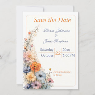 Wildblumen Minimal Garten Romantische Hochzeit Save The Date