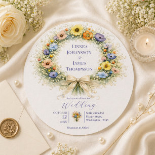 Wildblumen Minimalgarten Romantische Hochzeit Einladung