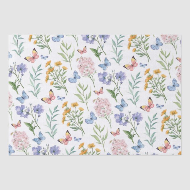 Wildblumen Minimalistisch Botanisches Flora Seidenpapier (Vorderseite)