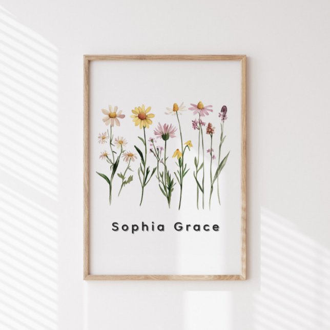 Wildblumen Minimalistischer Individuelle Name Poster (Von Creator hochgeladen)