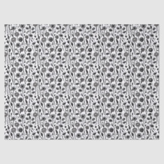 Wildblumen Minimalistisches Schwarz-Weiß-Muster Seidenpapier