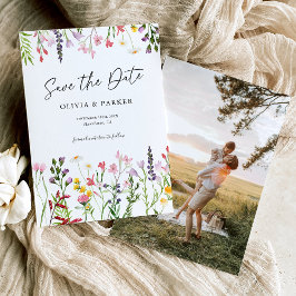 Wildblumen mit Aquarellfarben speichern das Datum Save The Date