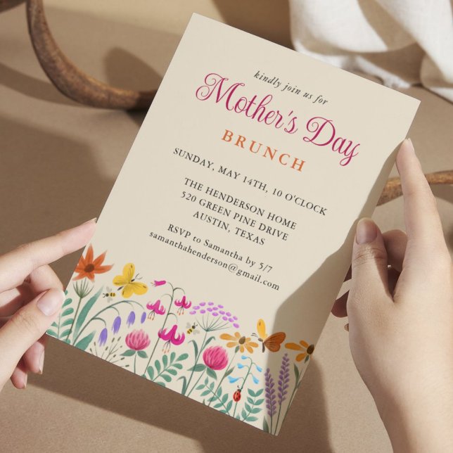 Wildblumen mit Blumenwasser Muttertagsbrunch Einladung (Von Creator hochgeladen)